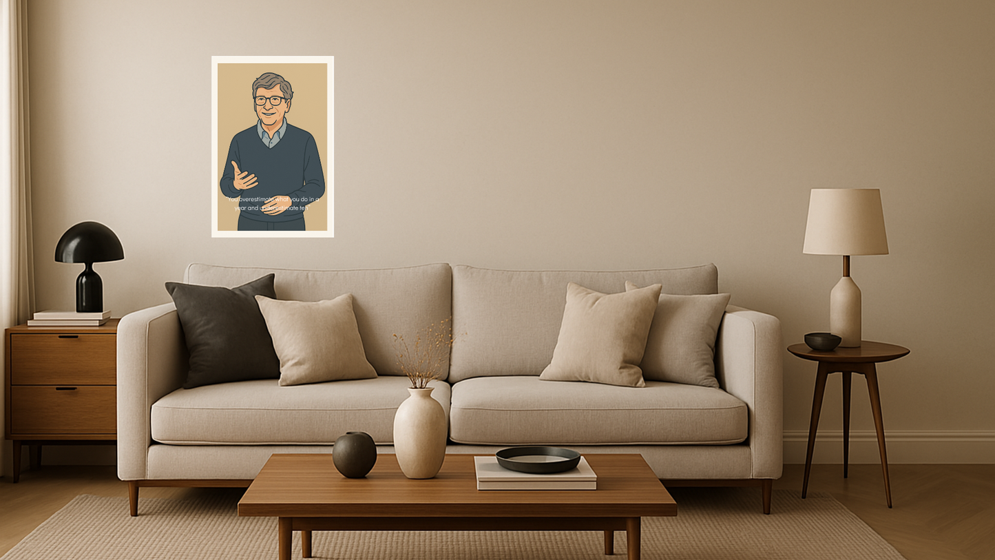 Affiche Bill Gates - Iconic Taupe