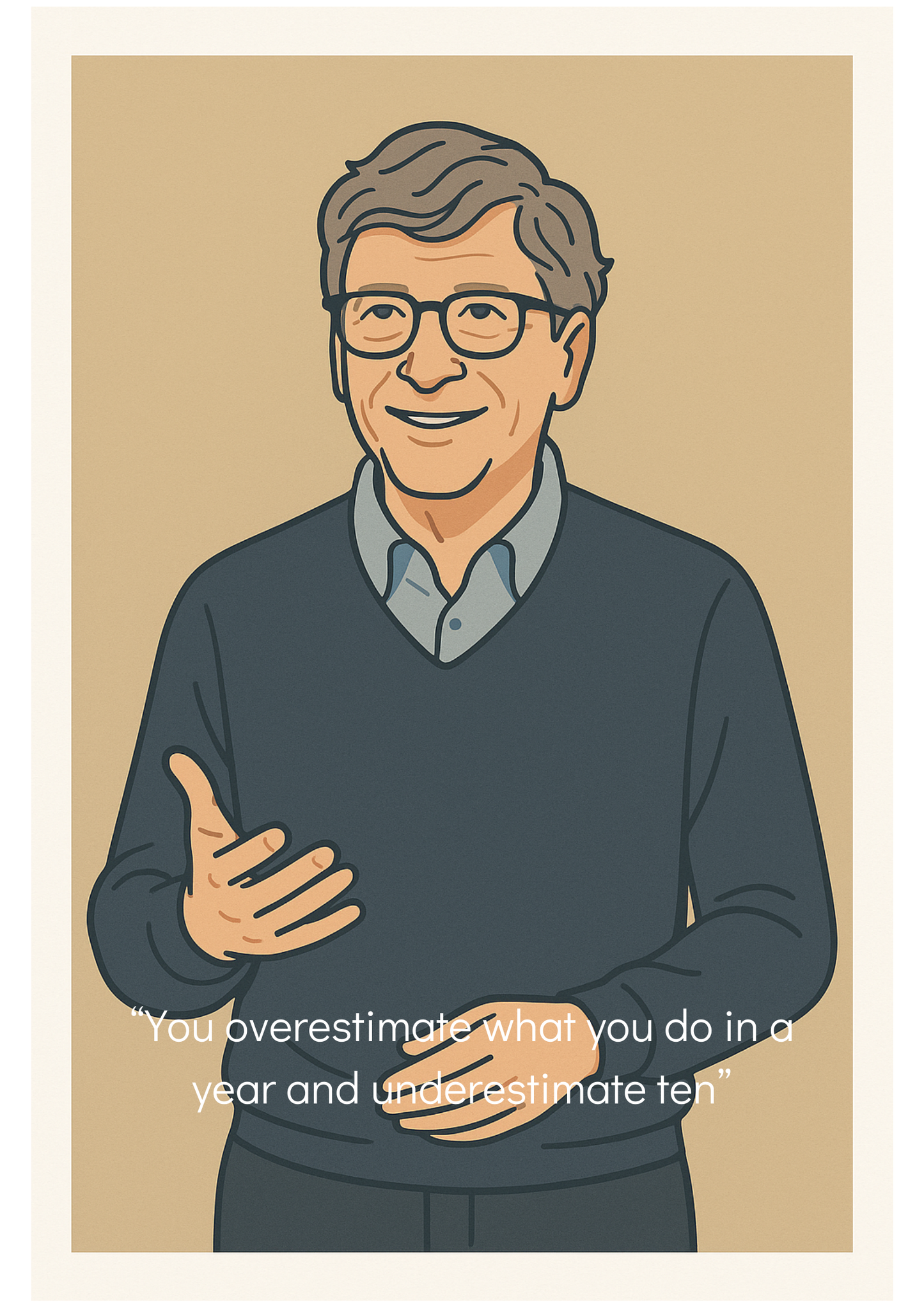 Affiche Bill Gates - Iconic Taupe